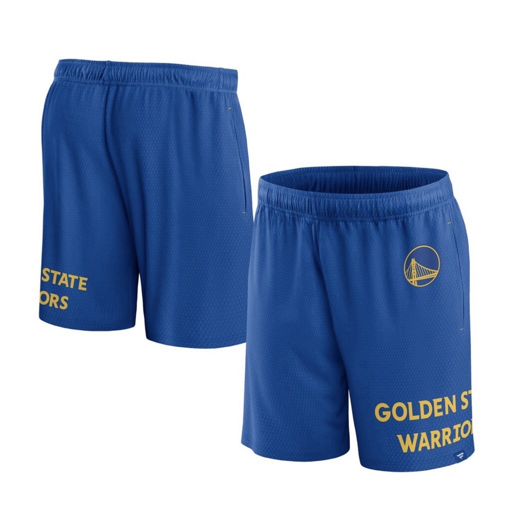 Golden State Warriors Men's Fanatics  Free Throw Basketball Mesh Shorts Blue 4XL